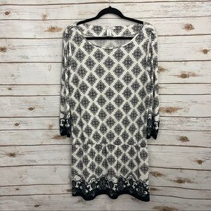 White House Black Market Paisley Baroque Drop Hem Shirt Dress